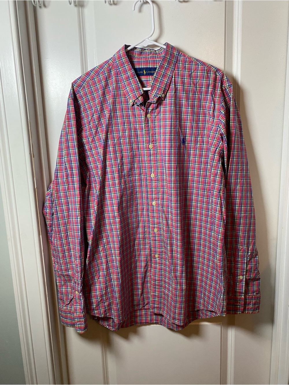 Ralph Lauren Men’s Pink and Blue Plaid Button-Down Shirt